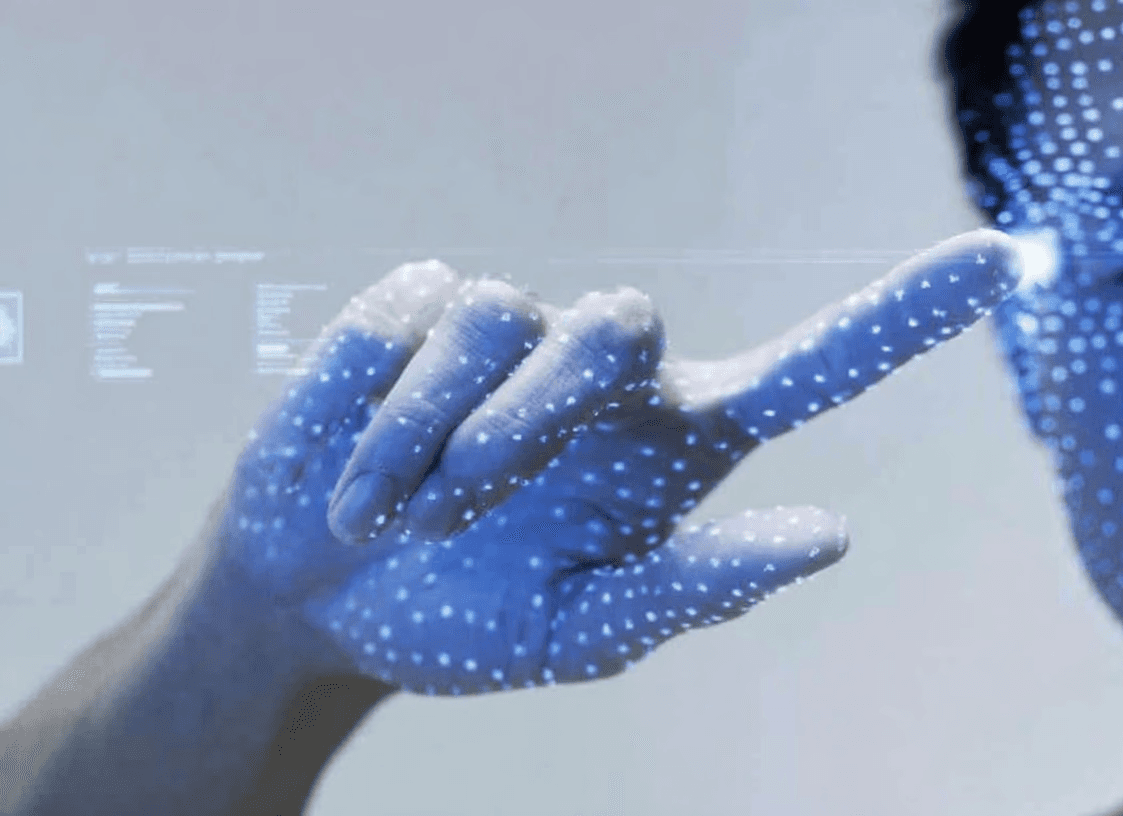 Hand interacting with a digital biometric interface