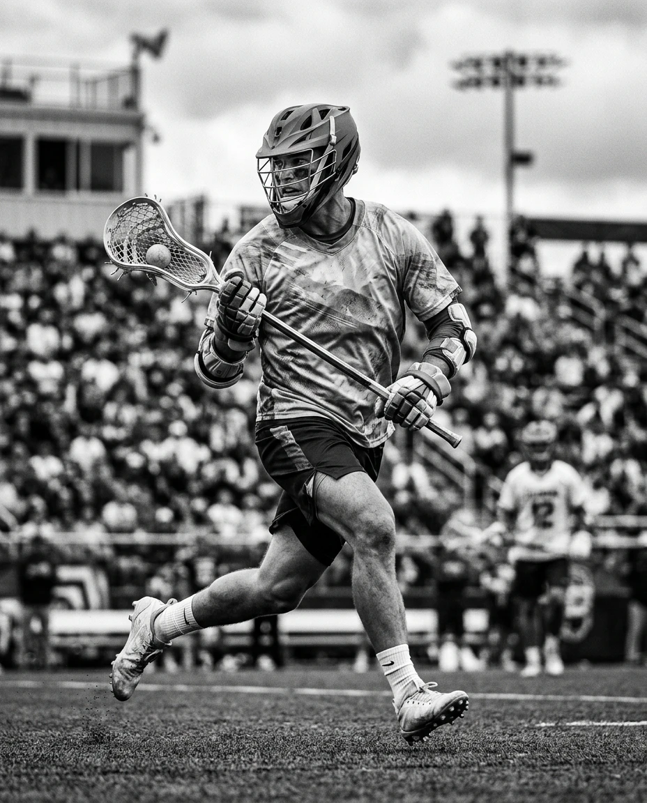 Lacrosse player in action